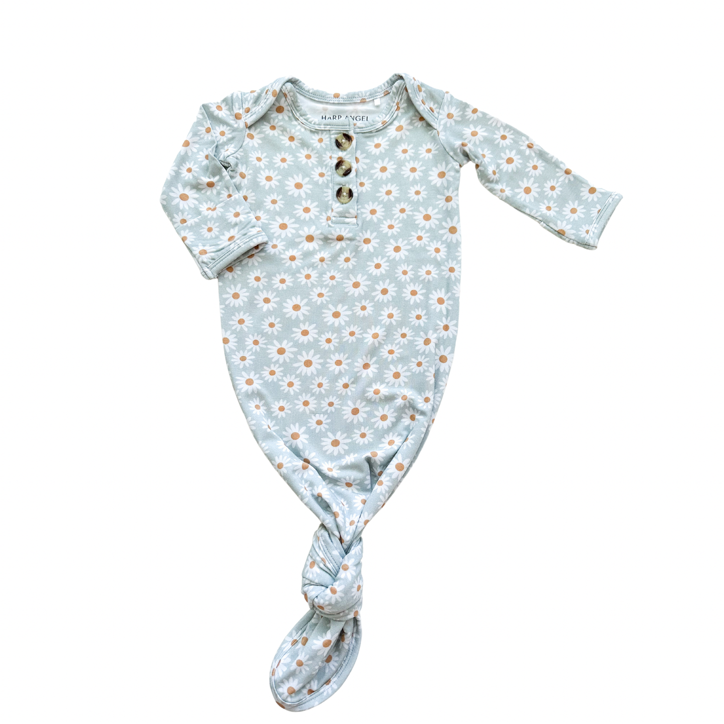 Knotted Baby Gown -  Blue Daisy: Gown + Bow Headband