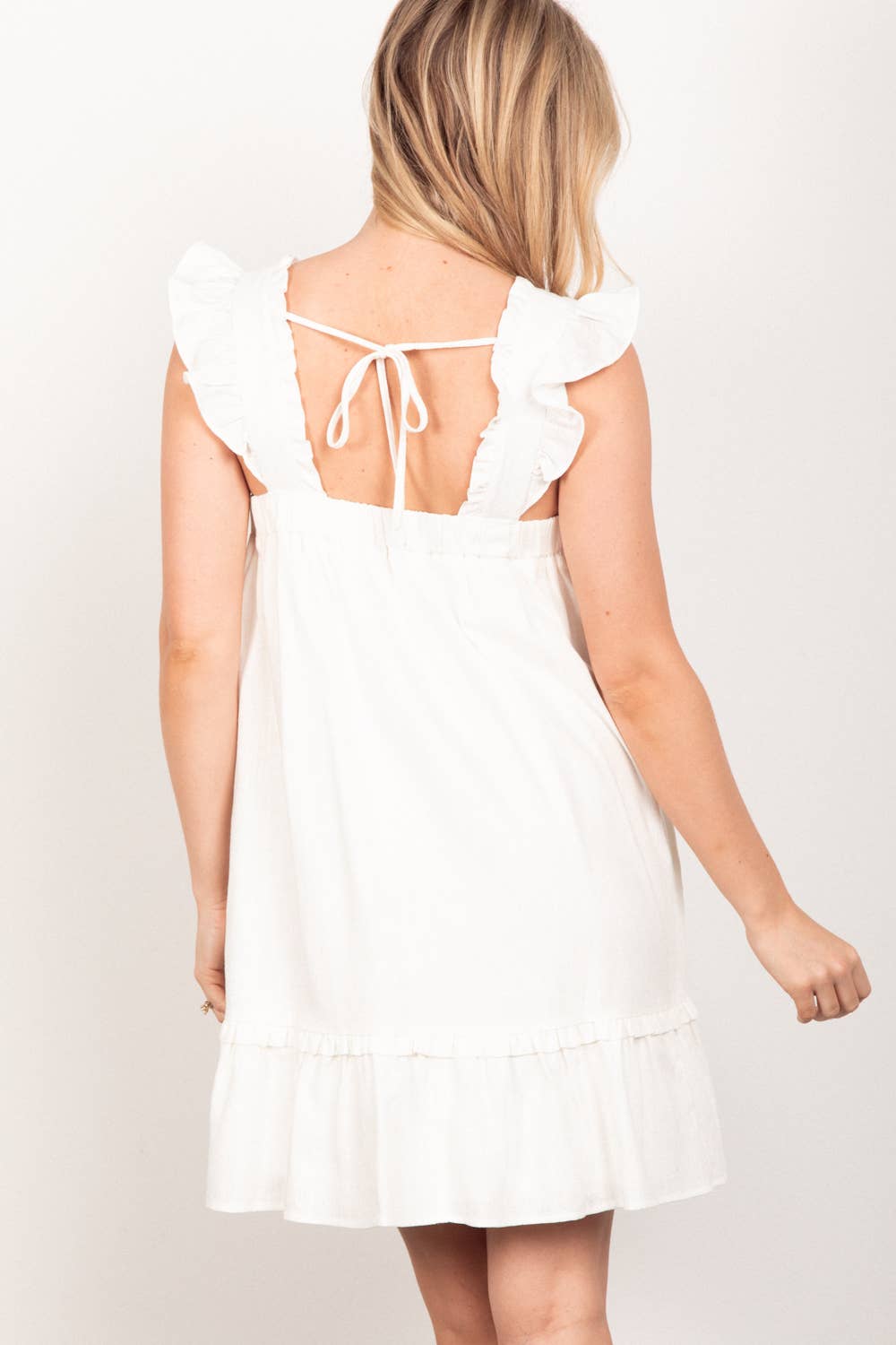 Ruffle Babydoll Dress (White)