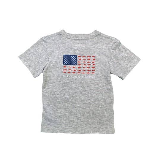 Flag Graphic Boys Tee: Grey Heather