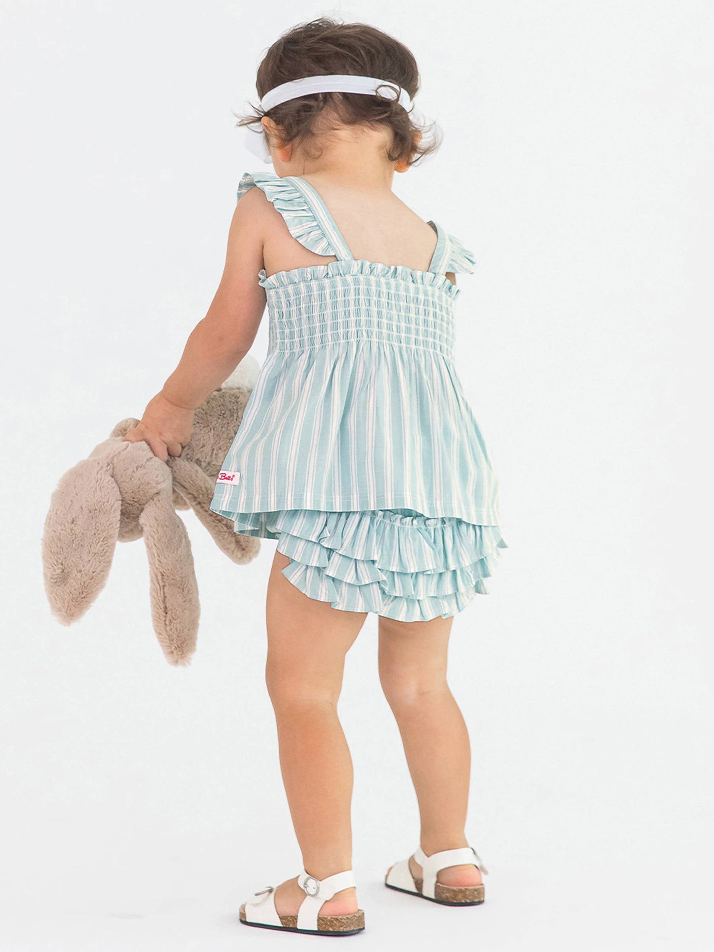 Baby Girls Retro Stripe Wave RuffleButt Bloomer
