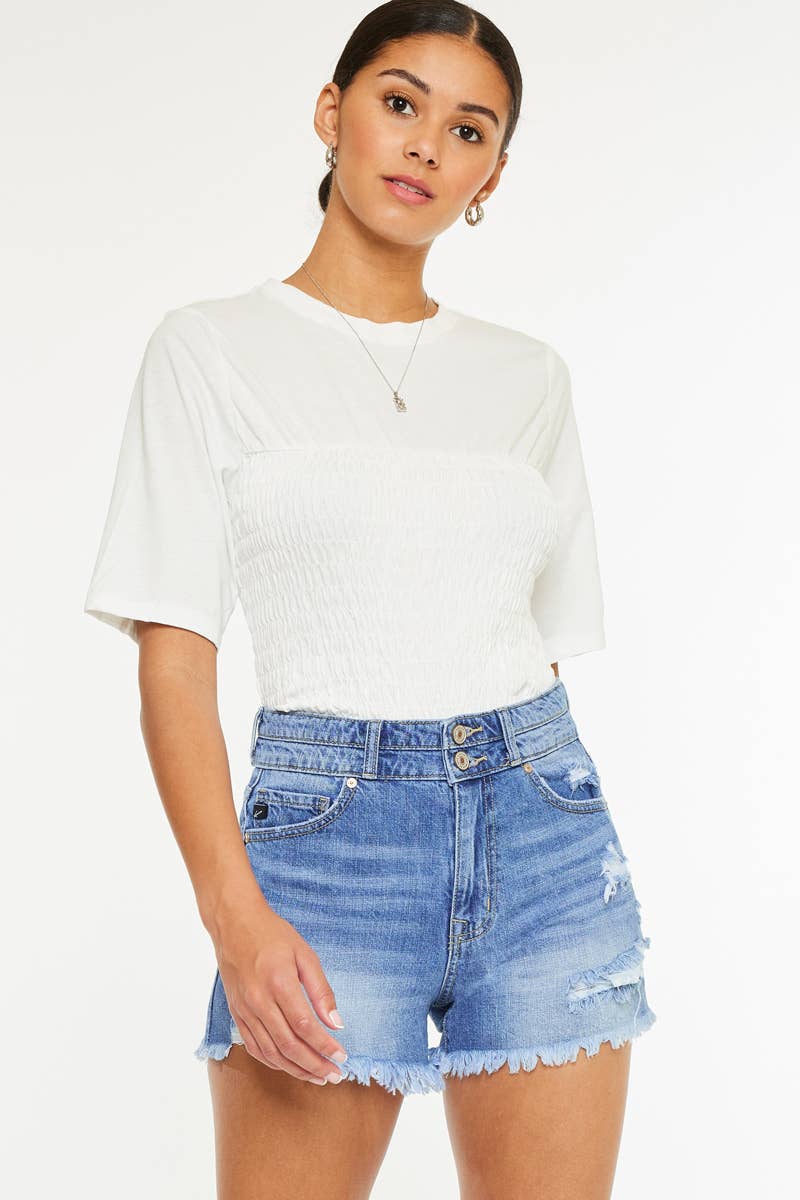 High Rise Denim Mom Shorts