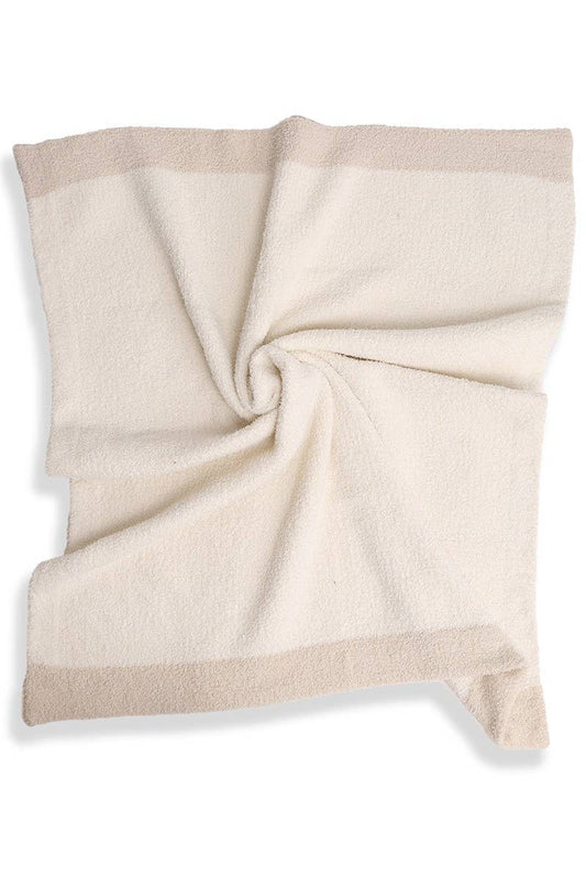 Kids Color Block Luxury Soft Throw Blanket (Ivory)