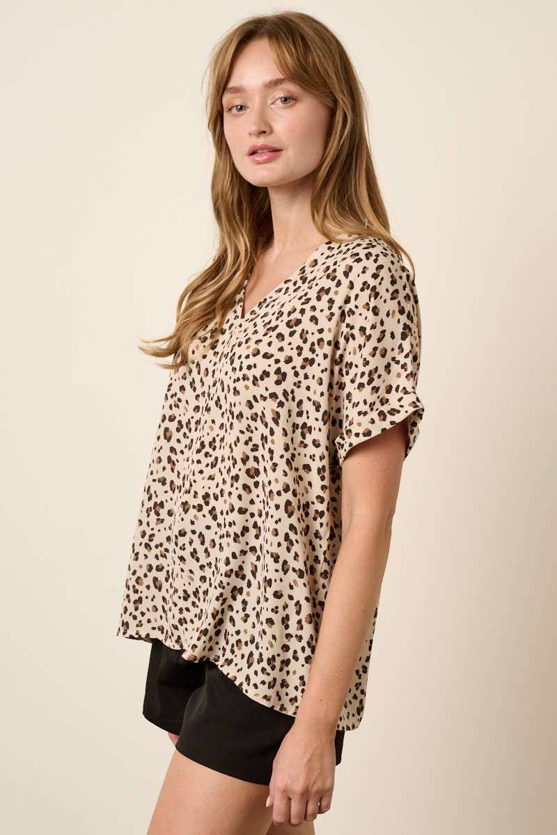 Animal Print Woven Top