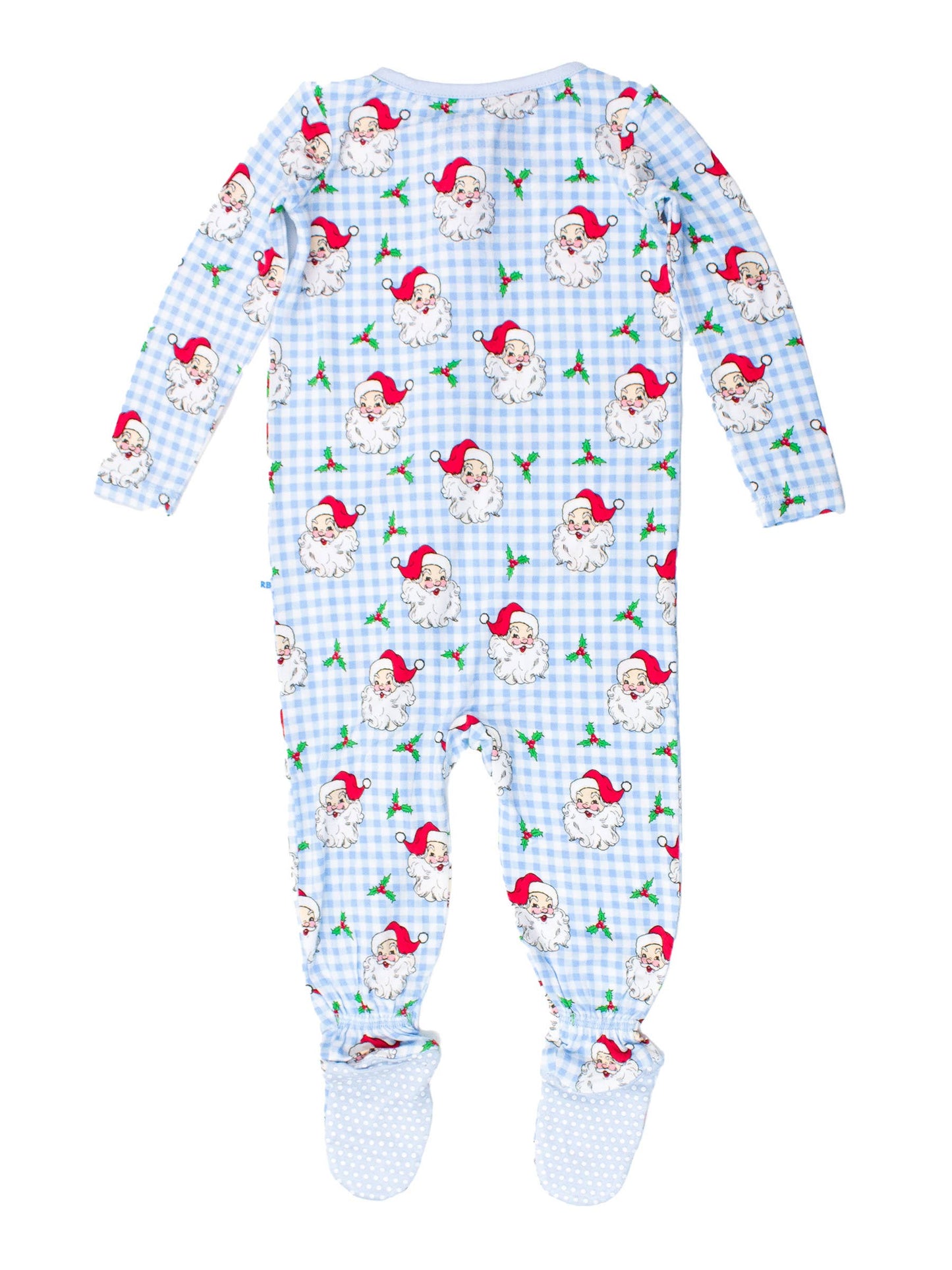 Blue Dear Santa Bamboo Footed Pajamas