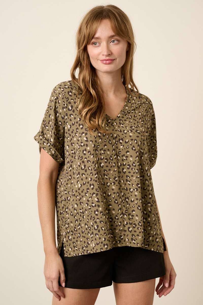 Animal Print Woven Top