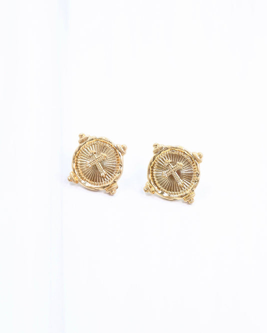 Capitola Cross Stud Worn Gold