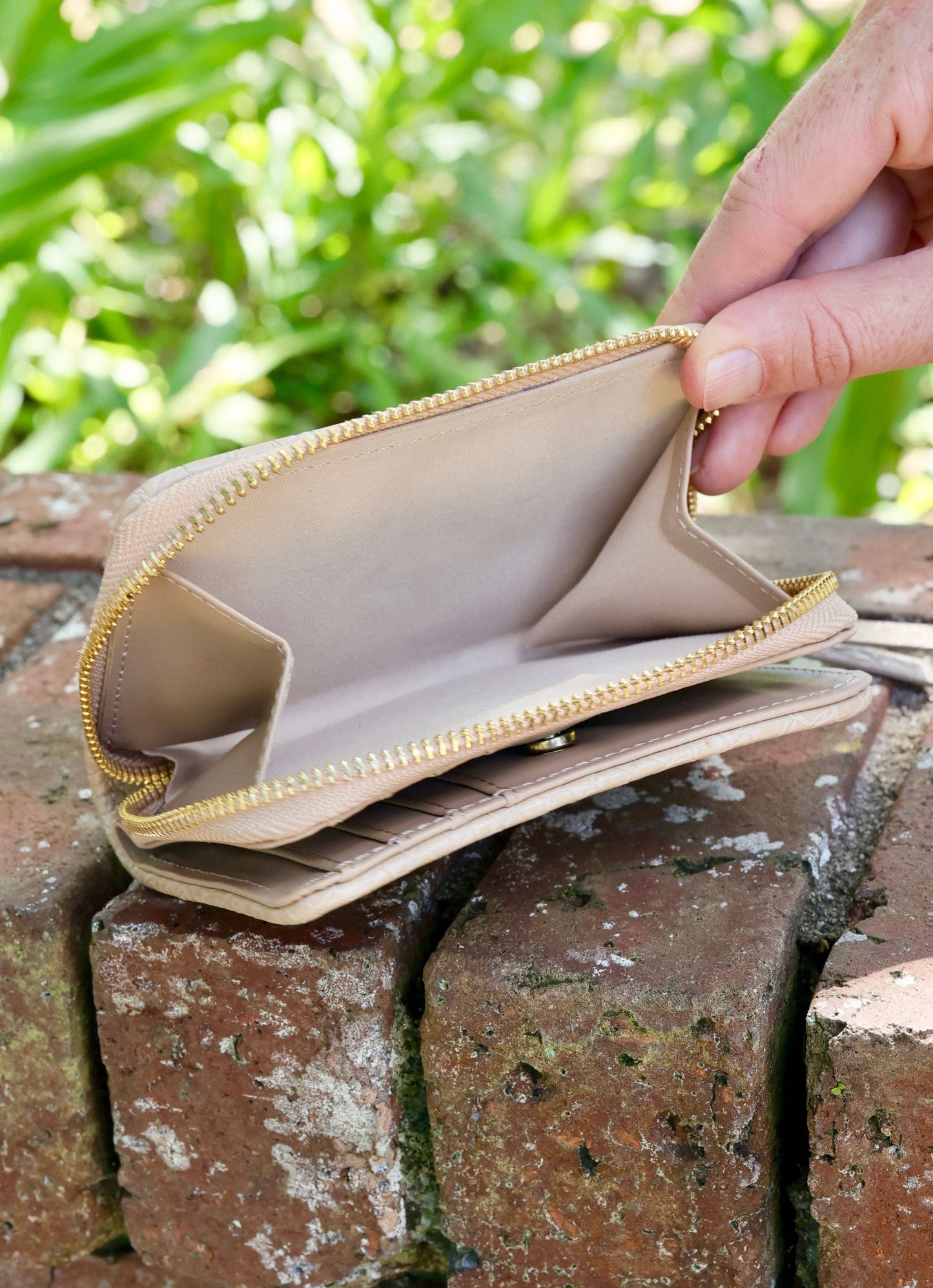 Nadine Zippered Wallet (Tan)