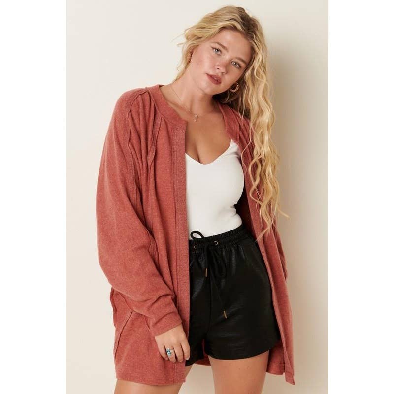 Dolman Sleeve Cardigan (Rosewood)