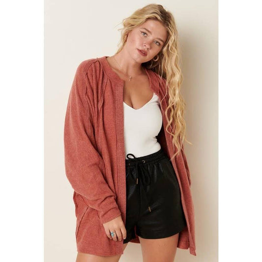 Dolman Sleeve Cardigan (Rosewood)