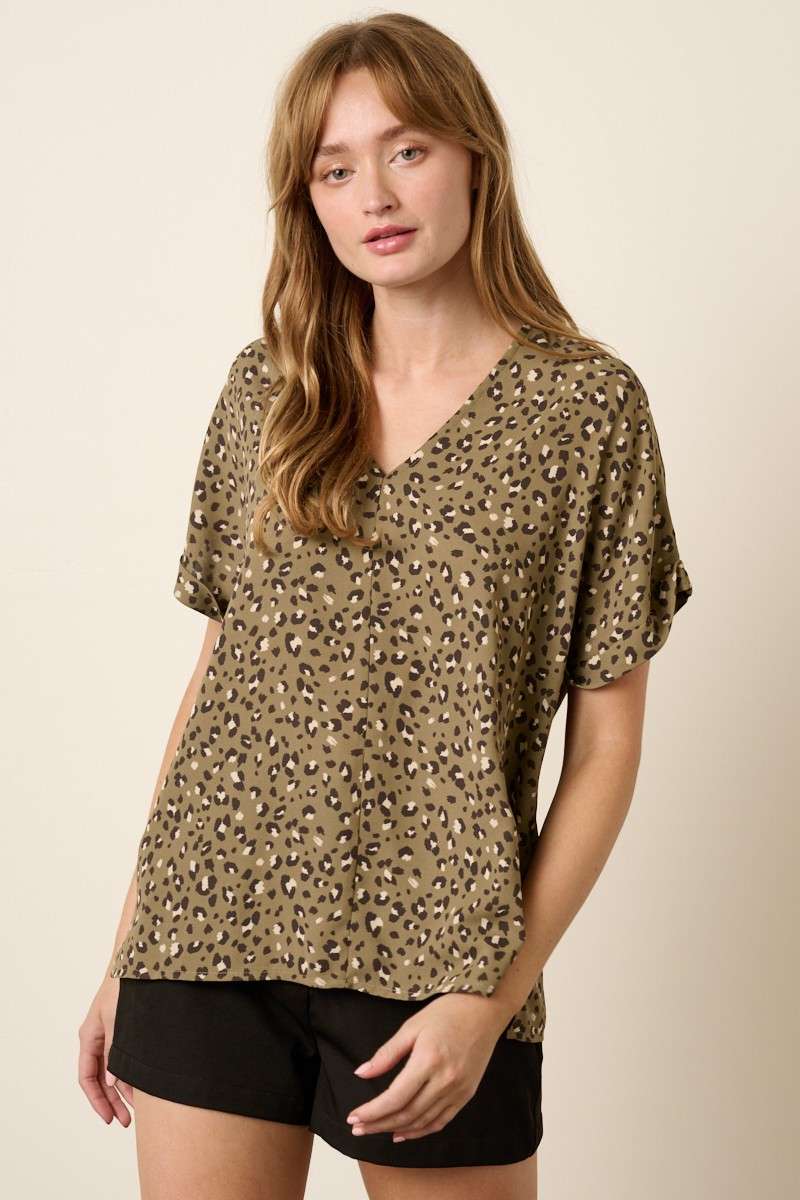 Animal Print Woven Top