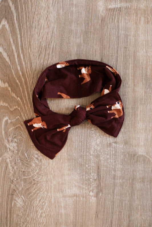 Maroon Bulldog Bamboo Bow Headband 