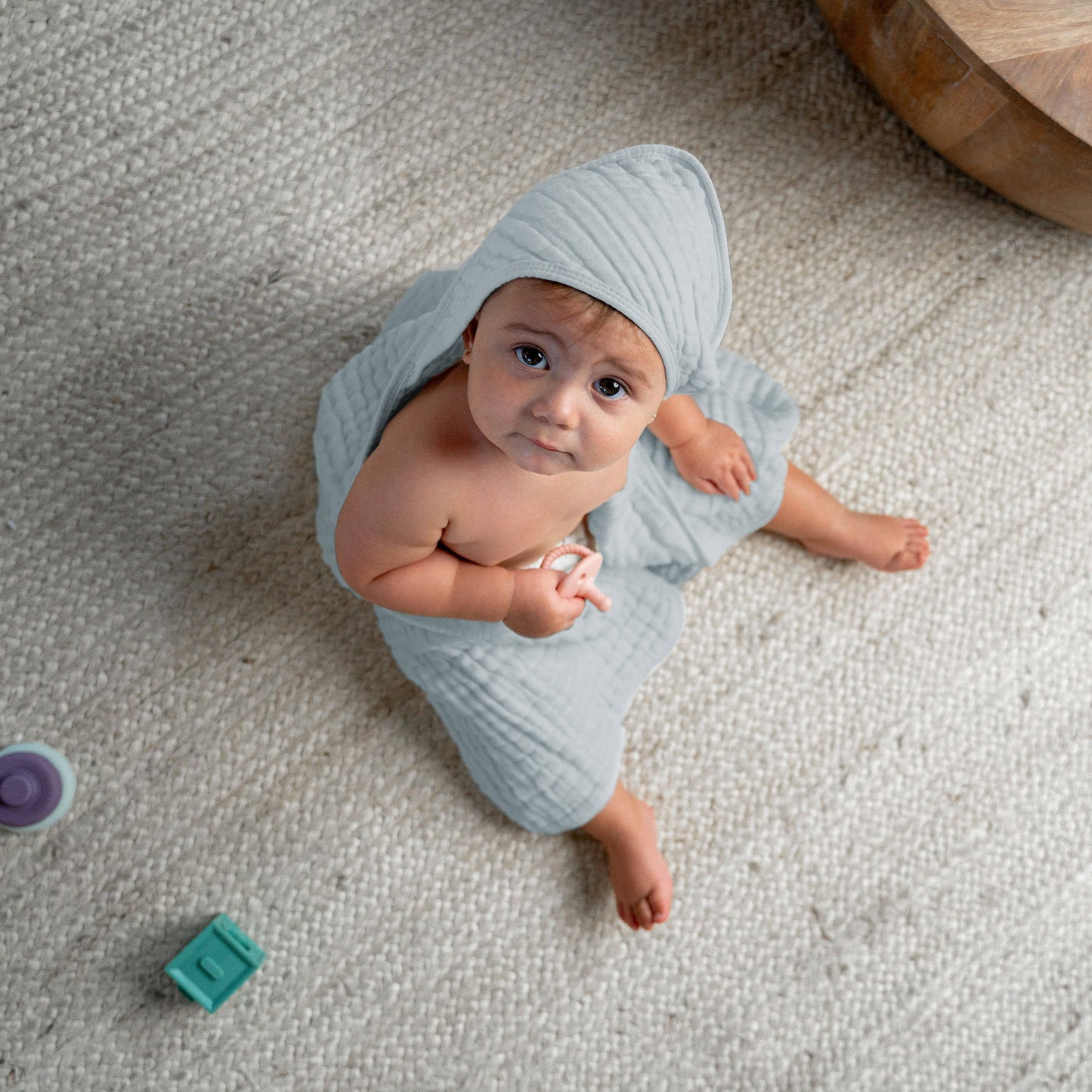 Baby Hooded Muslin Cotton Towel for Kids: Sky Blue