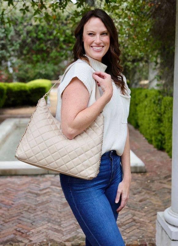 Maeve Quilted Tote (Taupe)