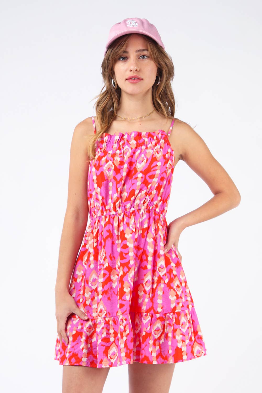 Multi Color Summer Mini Dress (Pink Multi)