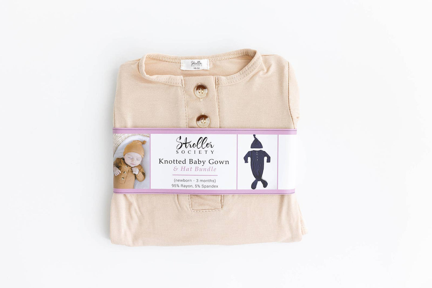 Newborn Knotted Gown Set - Baby Clothes - Sand