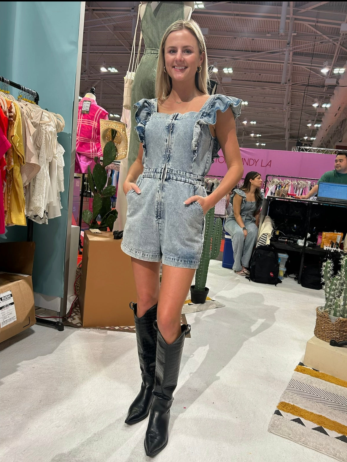 Ruffle Denim Romper