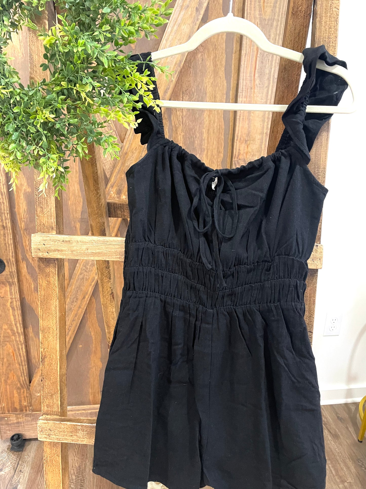 Black Smocked Romper