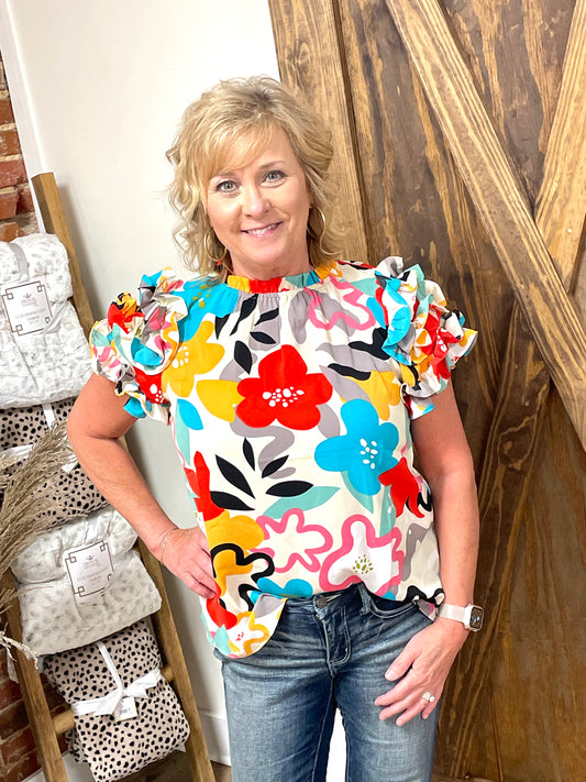 Ruffle Floral Blouse