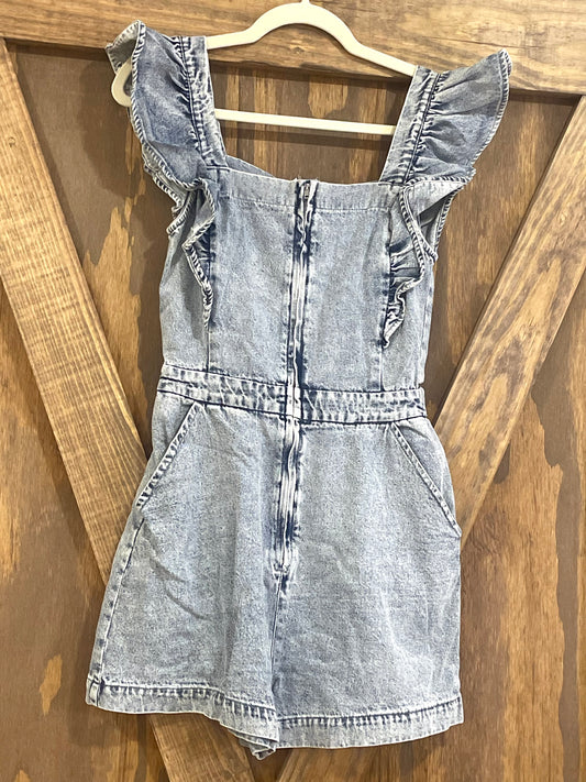 Ruffle Denim Romper