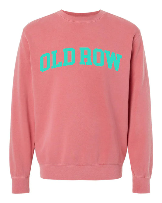 Old Row Pigment Dyed Crewneck (Pink w/Teal)