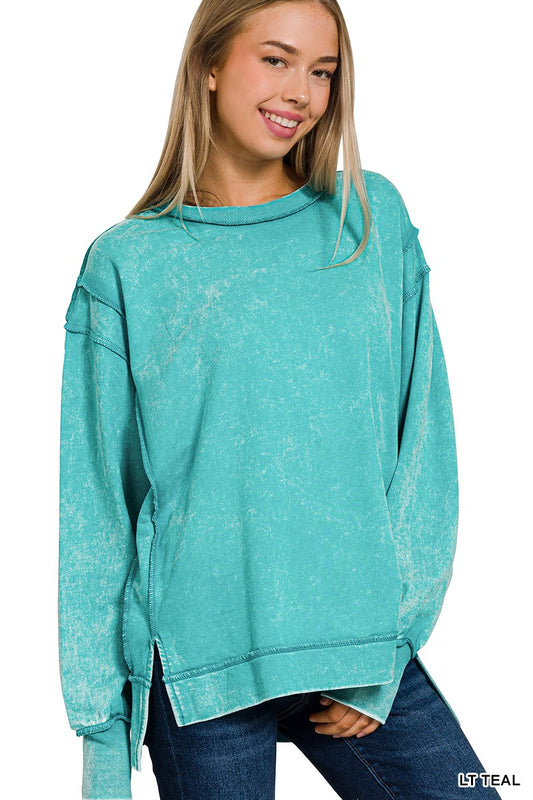 Acid Wash Exposed Seam Sweatshirt