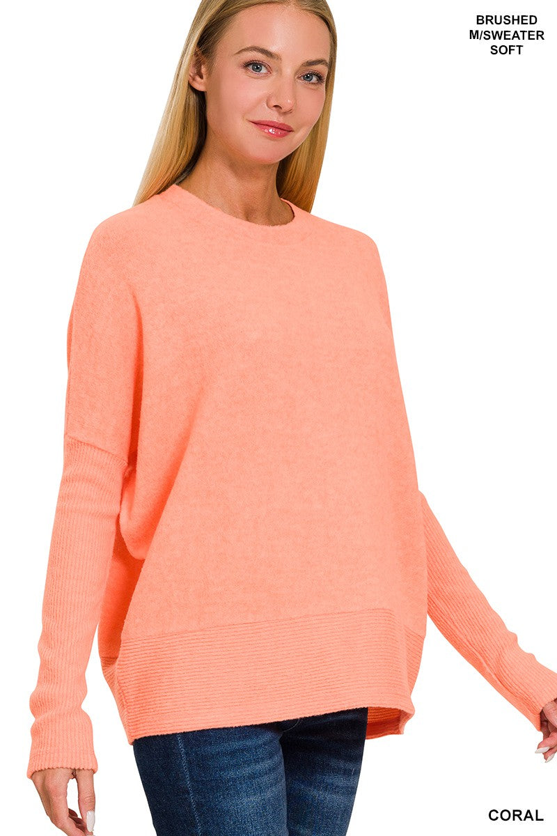 Melange Hacci Dolman Sleeve Sweater (Coral)