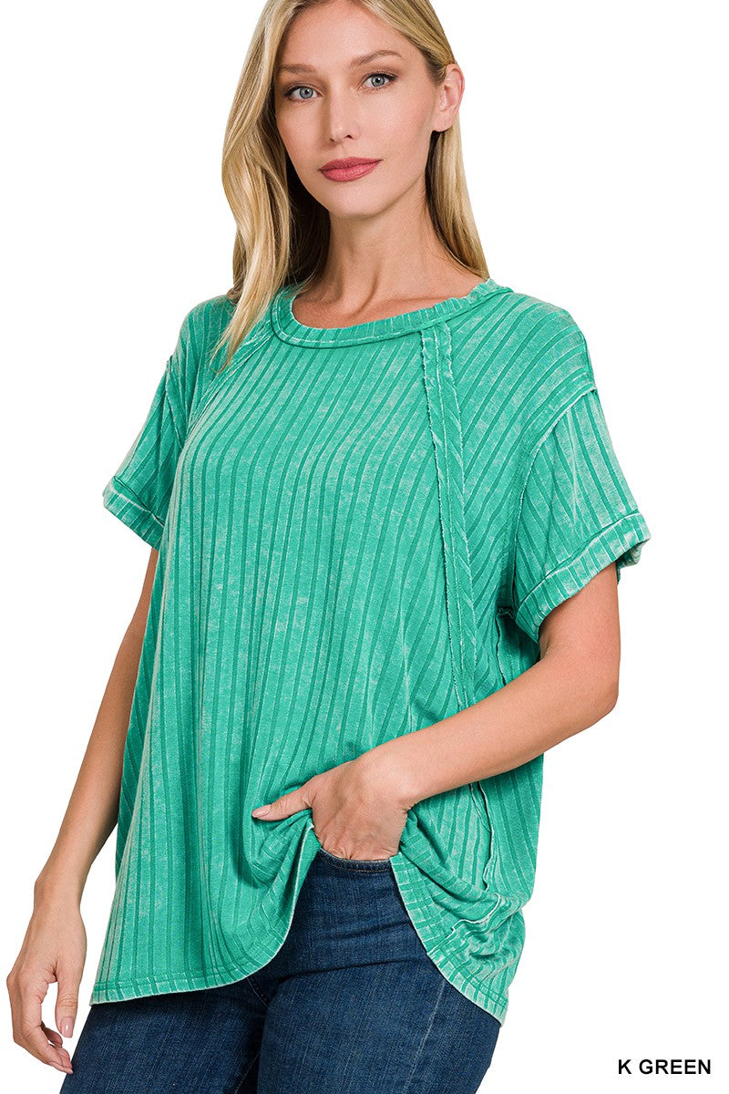 Ribbed Dolman Sleeve Top (Two Colors)