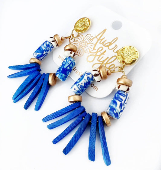 Blue/White Collegiate Earrings (Style 2)