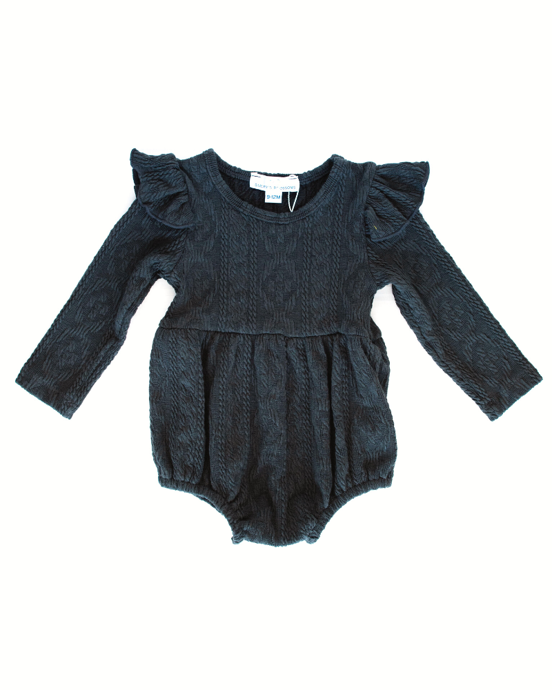 Rhodes Bubble Shorty Romper - Davy Gray Cable