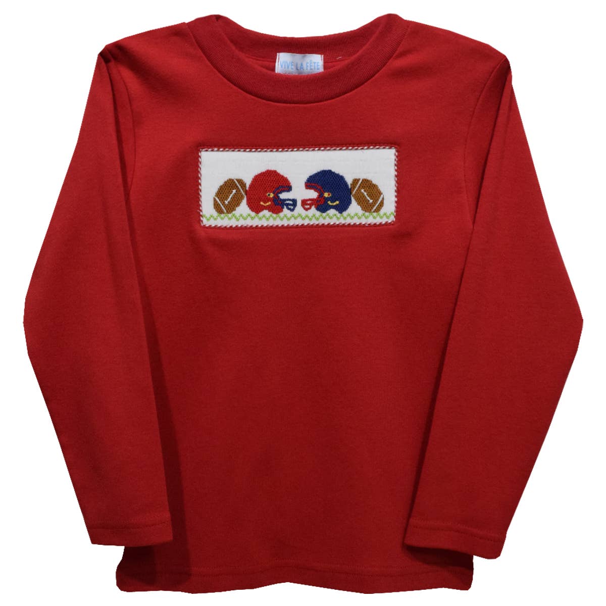 Red Smocked Football Top