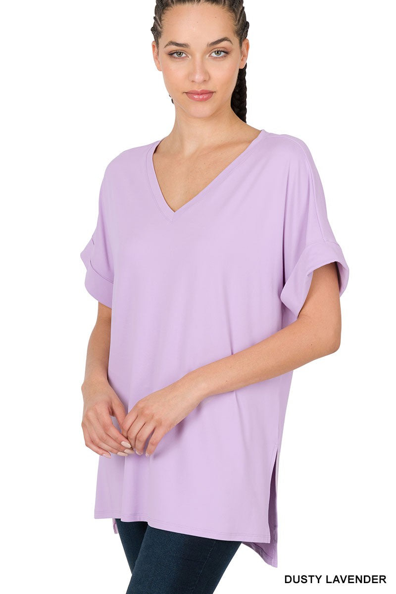 Rolled Sleeve Basic Top