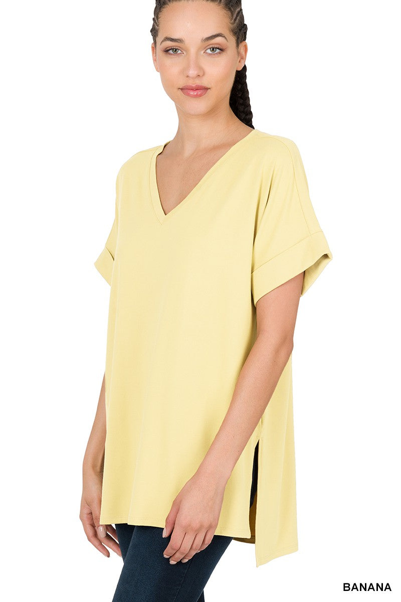 Rolled Sleeve Basic Top