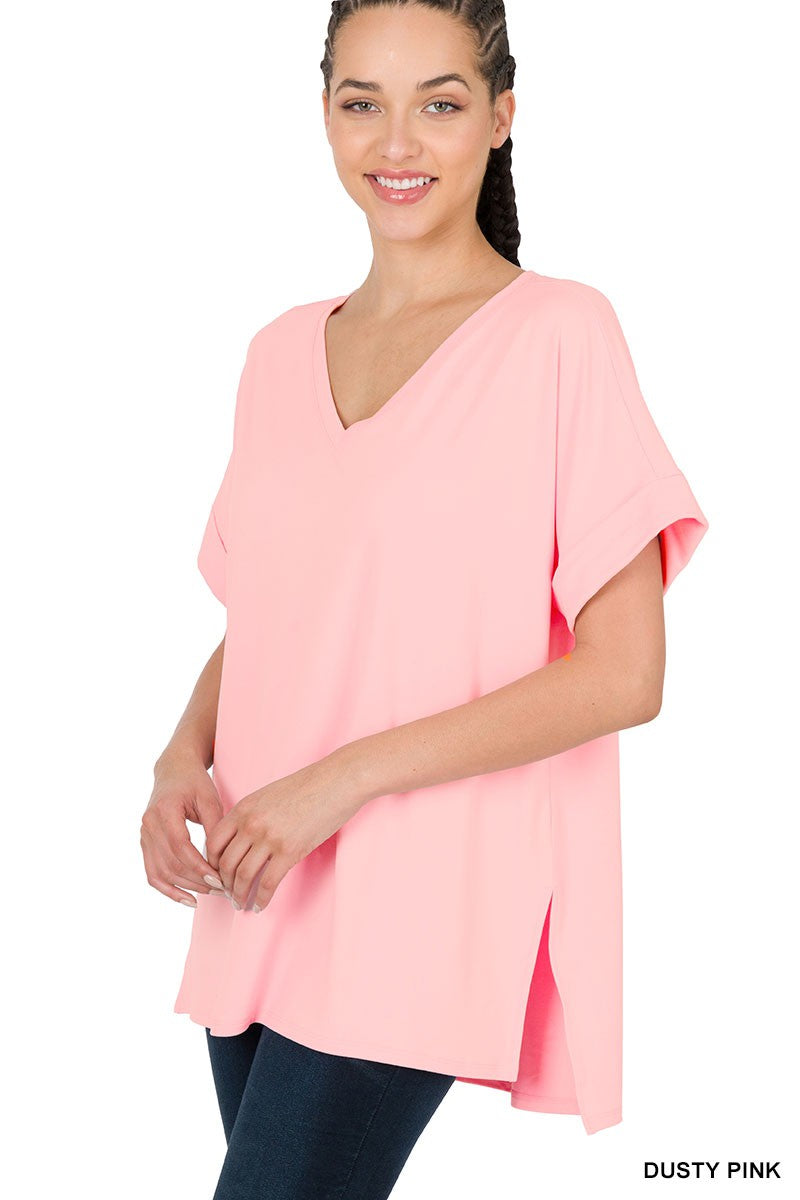 Rolled Sleeve Basic Top