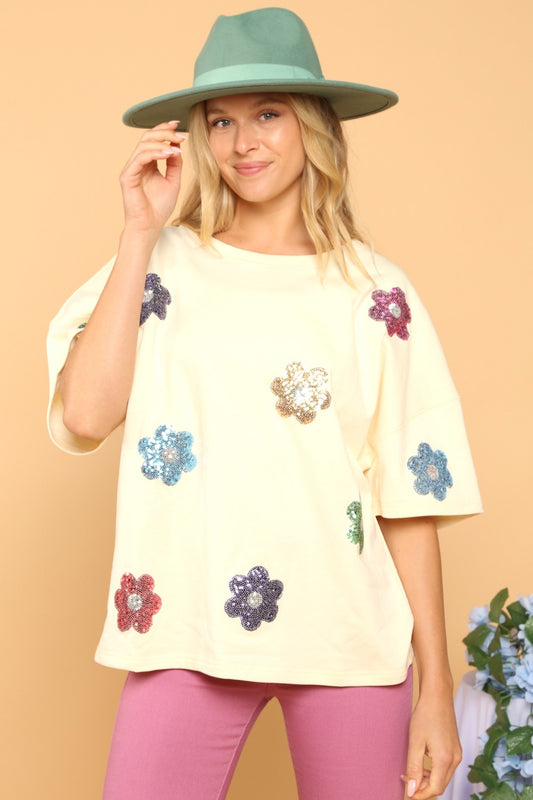 Flower Sequin Tee