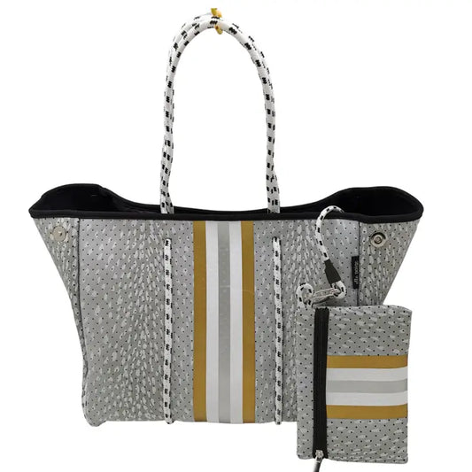 Grey Dot + Stripe Neoprene Bag