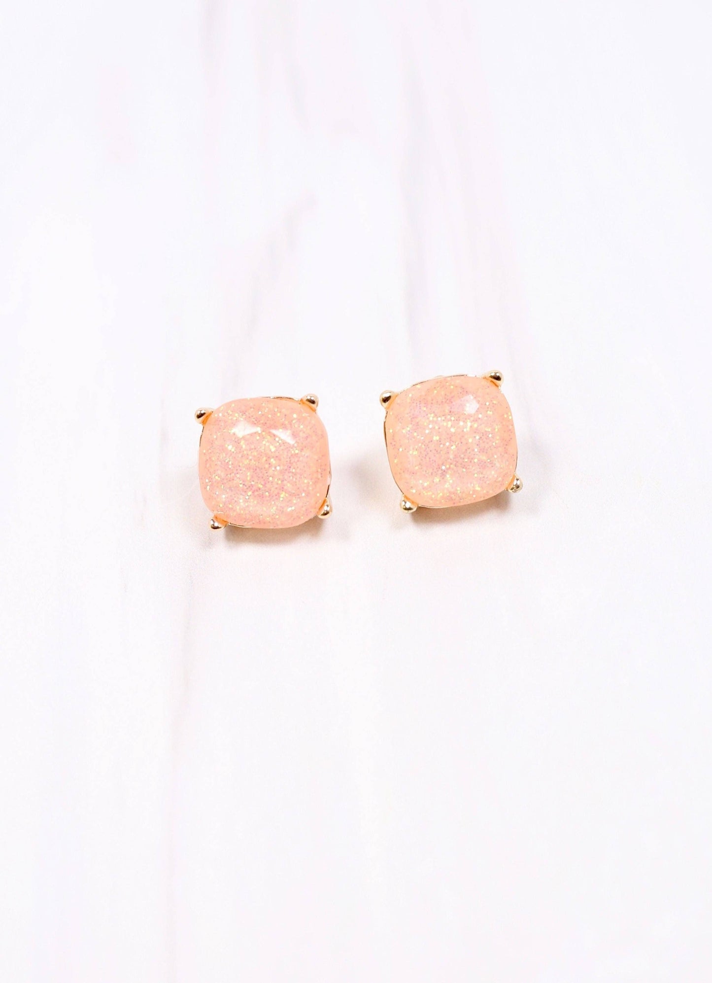 Duncan Glitter Stud Earring PEACH