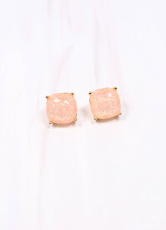 Duncan Glitter Stud Earring PEACH