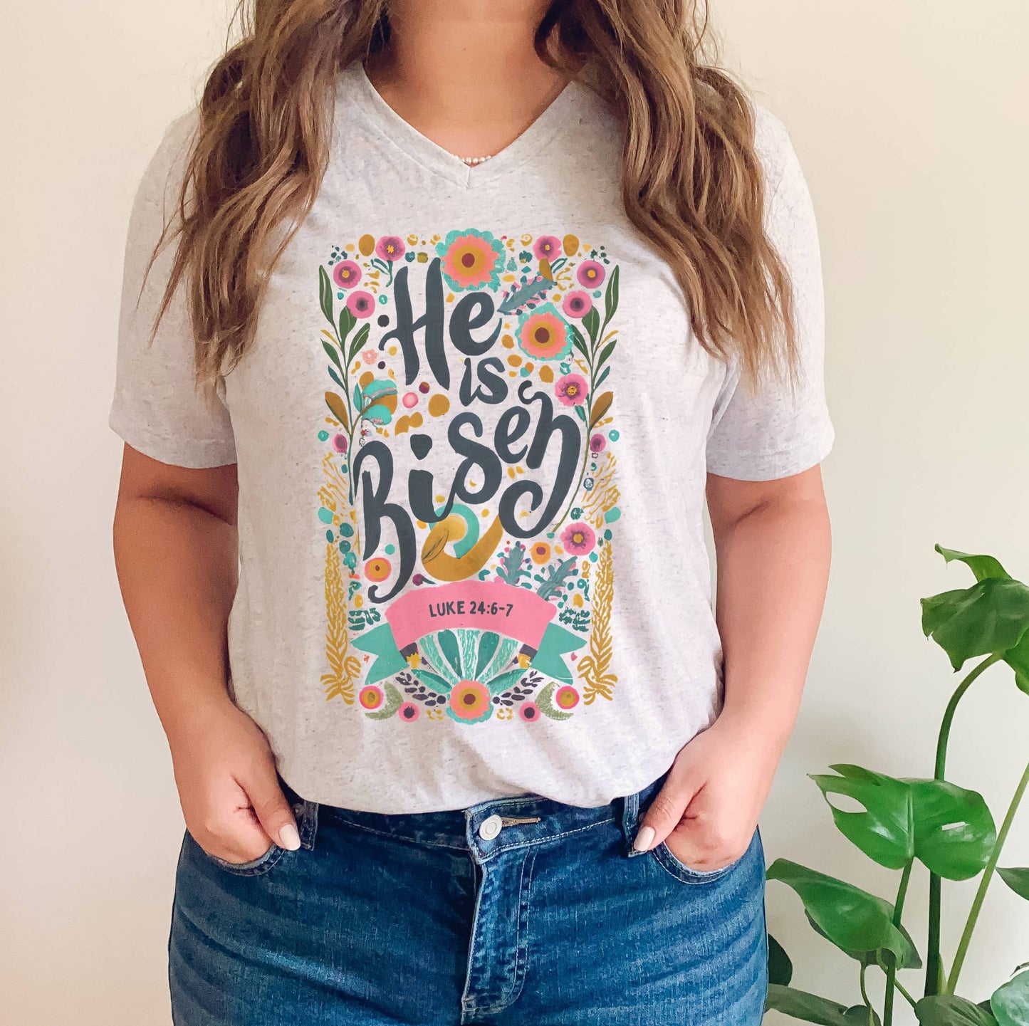 He Is Risen Boho Easter Tee