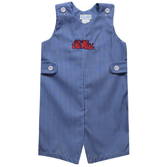 Ole Miss Rebels Embroidered Navy Gingham Boys