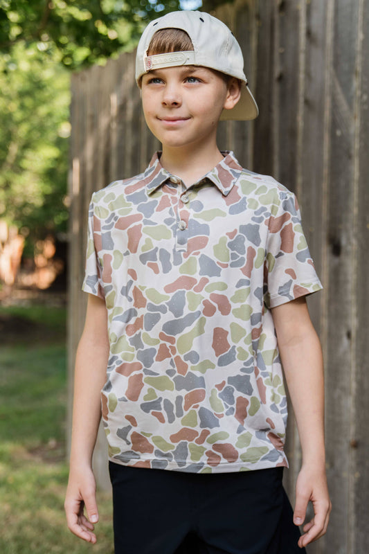 Youth Sizing - Performance Polo - Driftwood Camo