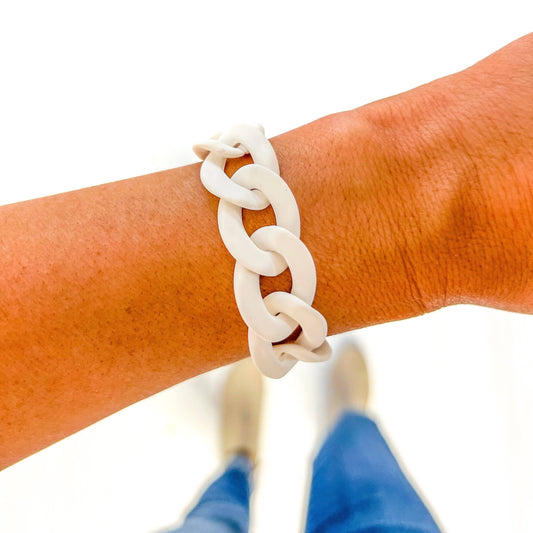 All Chunky Acrylic Chain Link Bracelet (White)