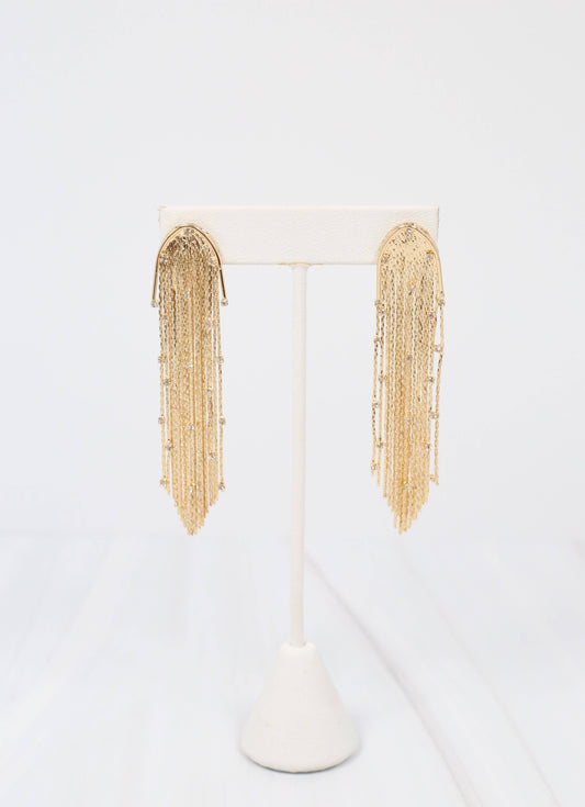 Nunan Fringe and CZ Earring GOLD