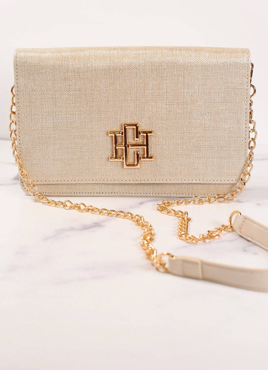 Bryn Crossbody with Card Slots (Champagne Straw)