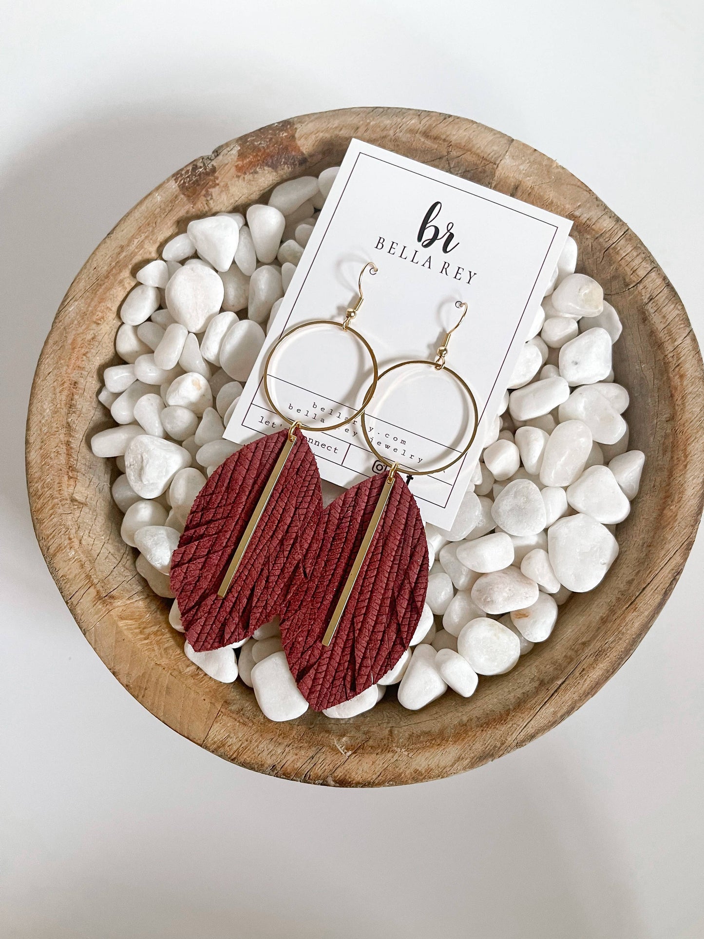 The Robin Leather Earring {maroon}