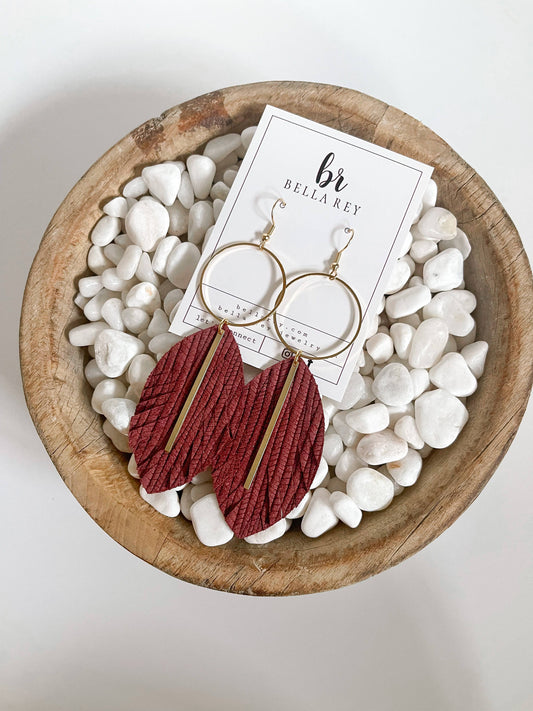 The Robin Leather Earring {maroon}