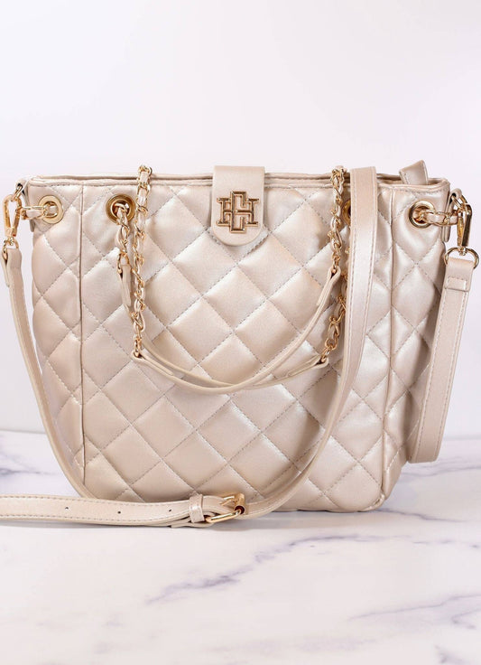 Tanya Quilted Tote (Light Pewter)