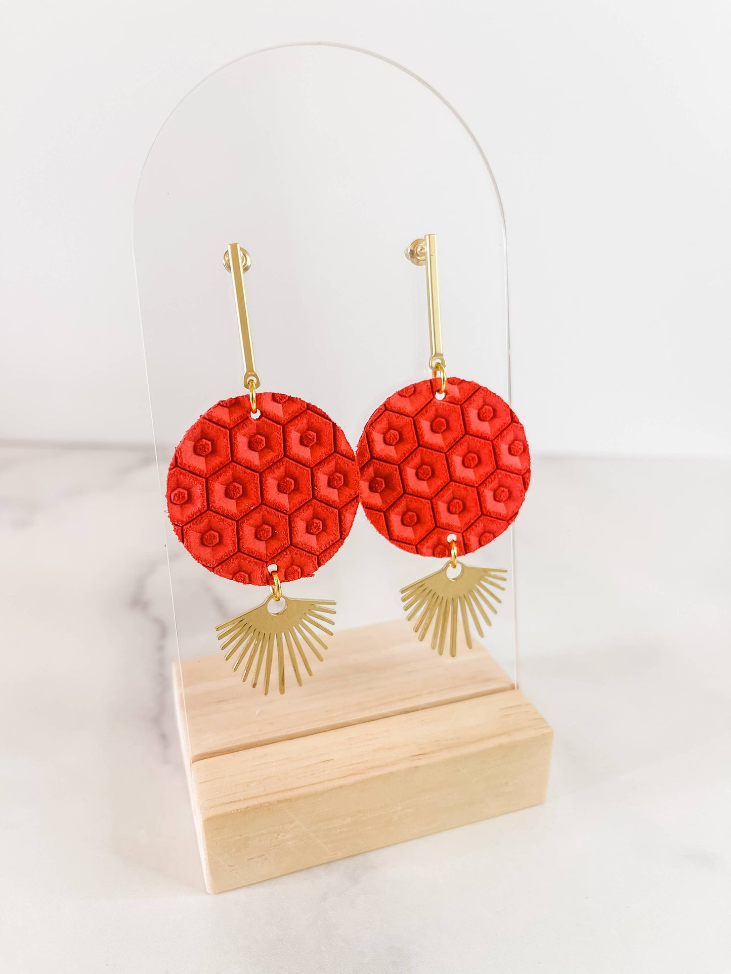 The Ellie Frank Leather Earring {red}