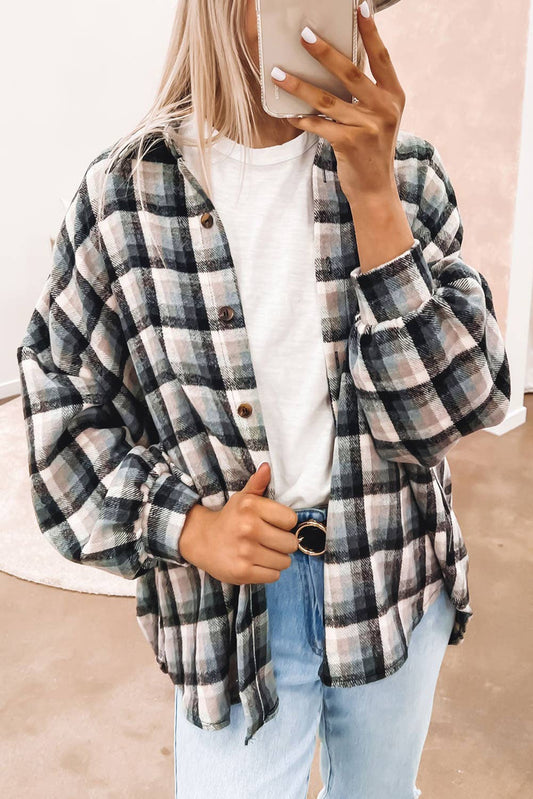 Plaid Oversized Long Sleeve Shacket