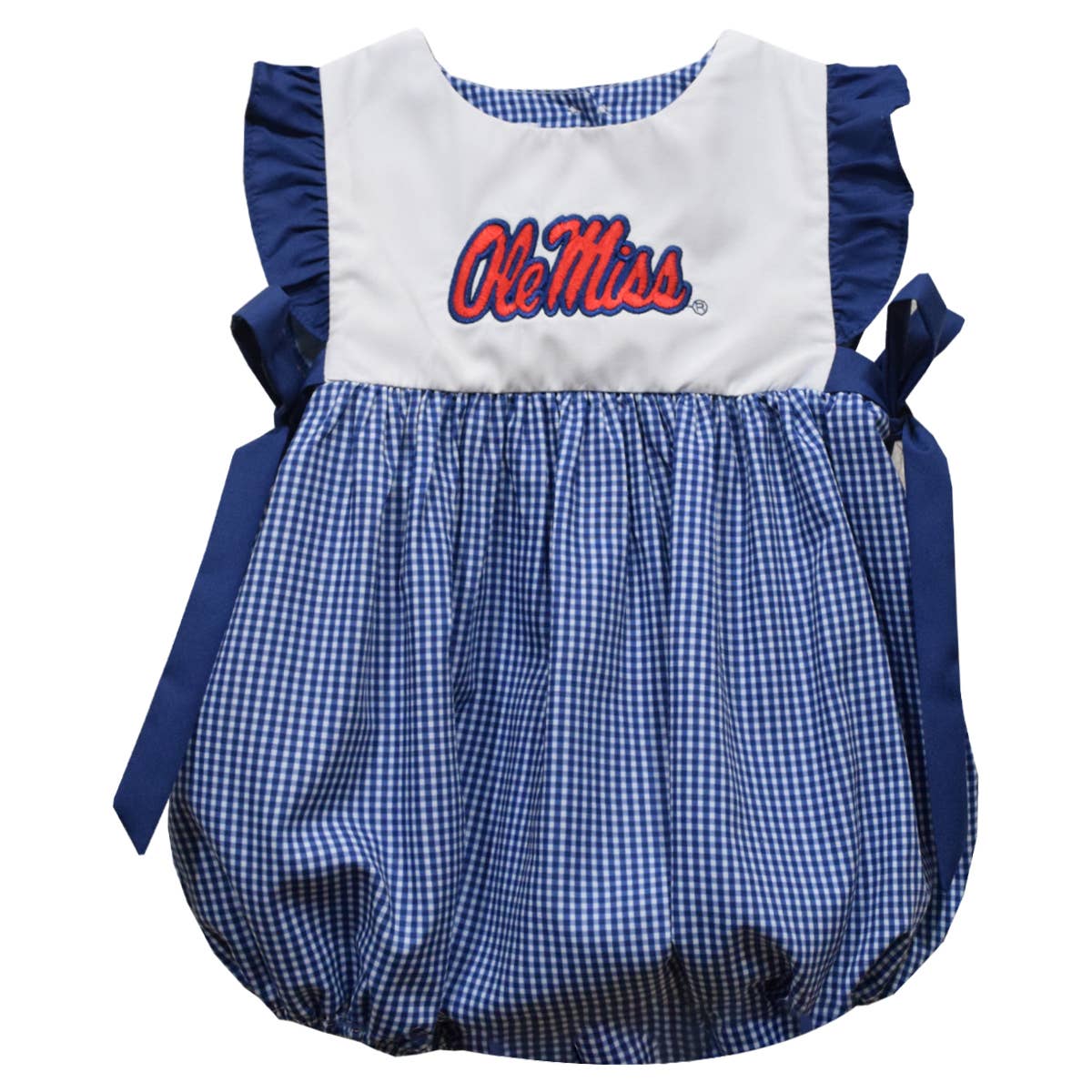 Ole Miss Rebels Embroidered Navy Gingham Girl