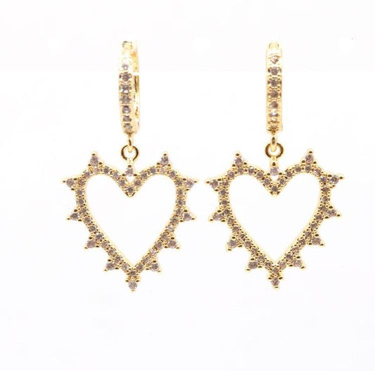 Heart 18K Gold Huggie Hoop Earrings